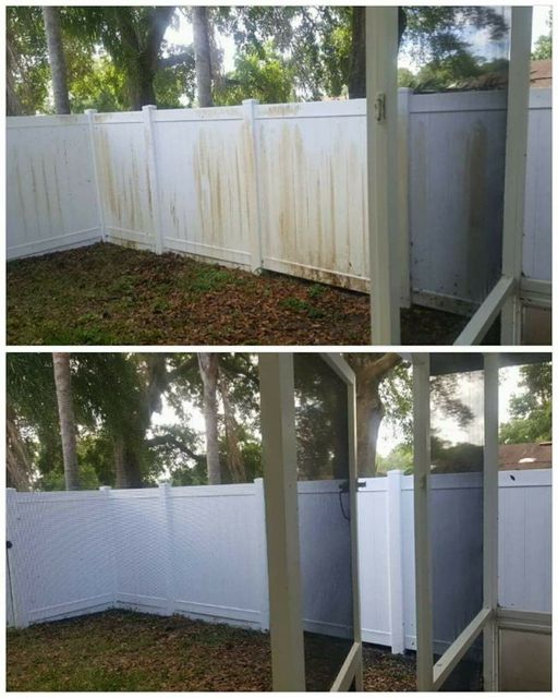 Before and After Concrete Fence Cleaning